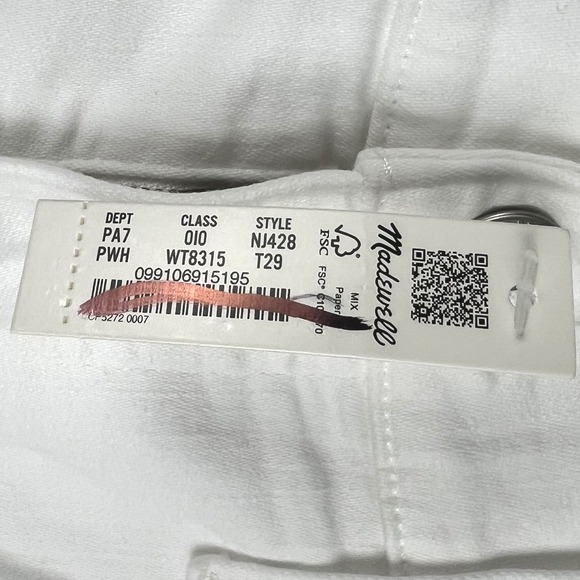 Madewell Mid Rise Kick Out Crop Jeans White Denim Size 29 Tall Classic - Picture 5 of 16